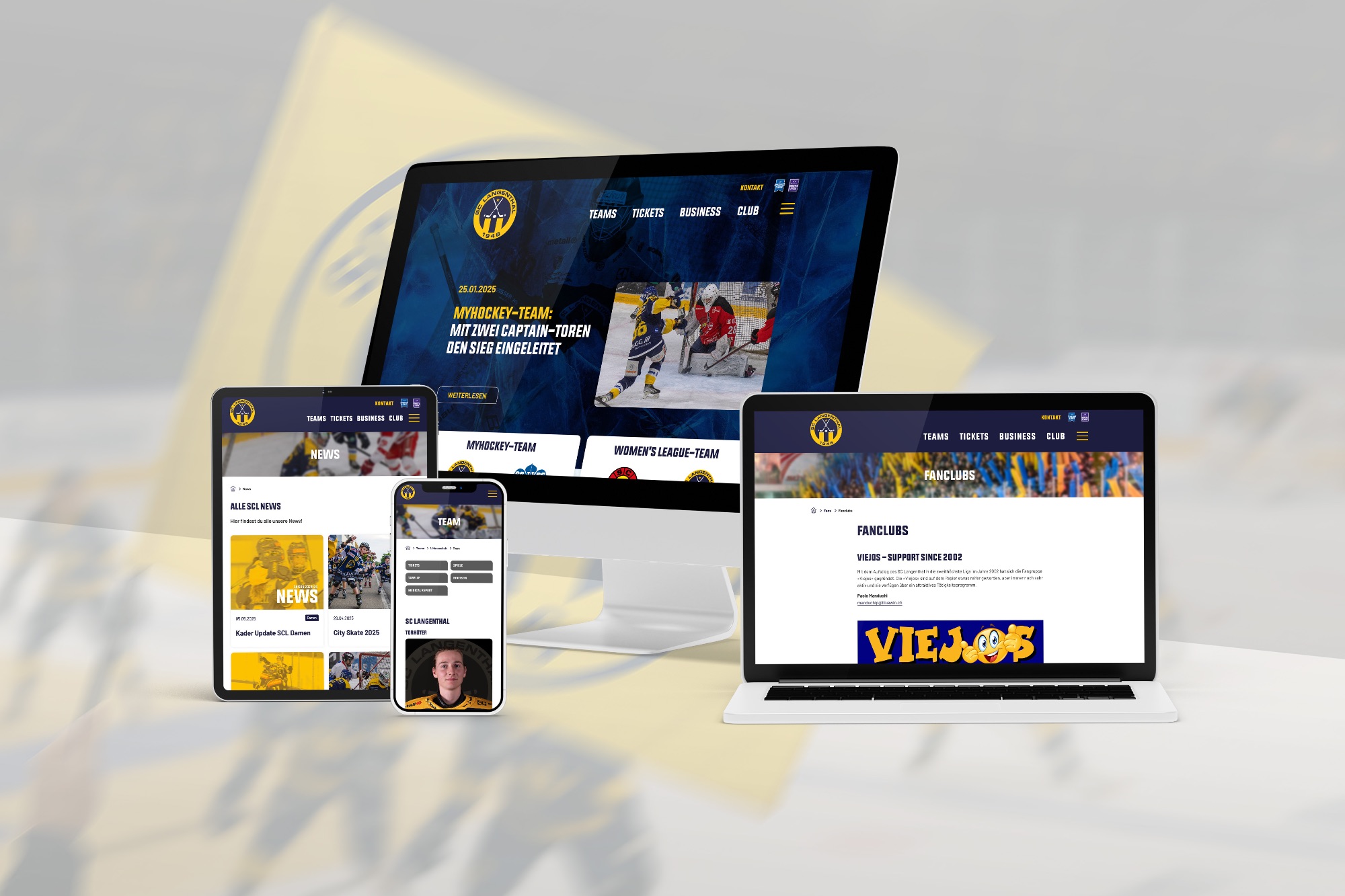 Mehrer Geräte zeigen Webauftritt von Sclangenthal